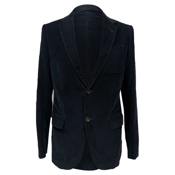 Gucci Single-Breasted Blazer with Pockets in Black Corduroy